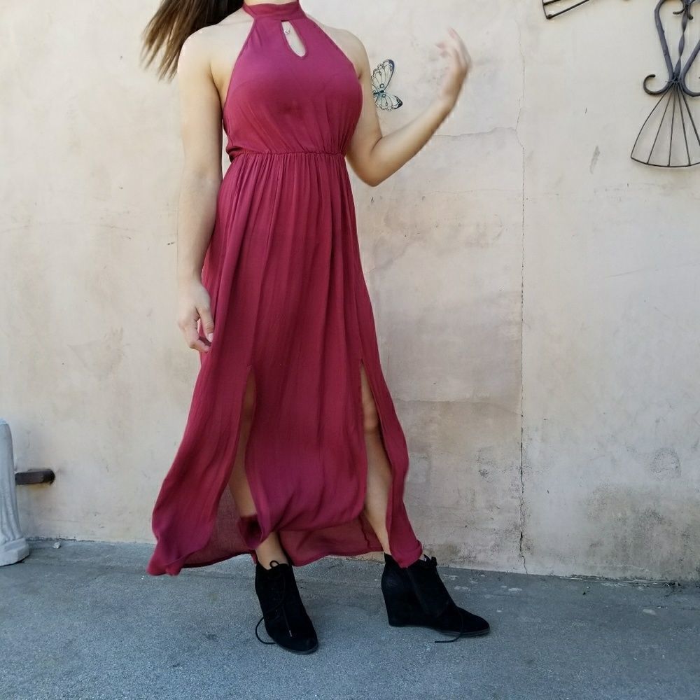 NWT halter top maxi dress maroon by En Creme sz S